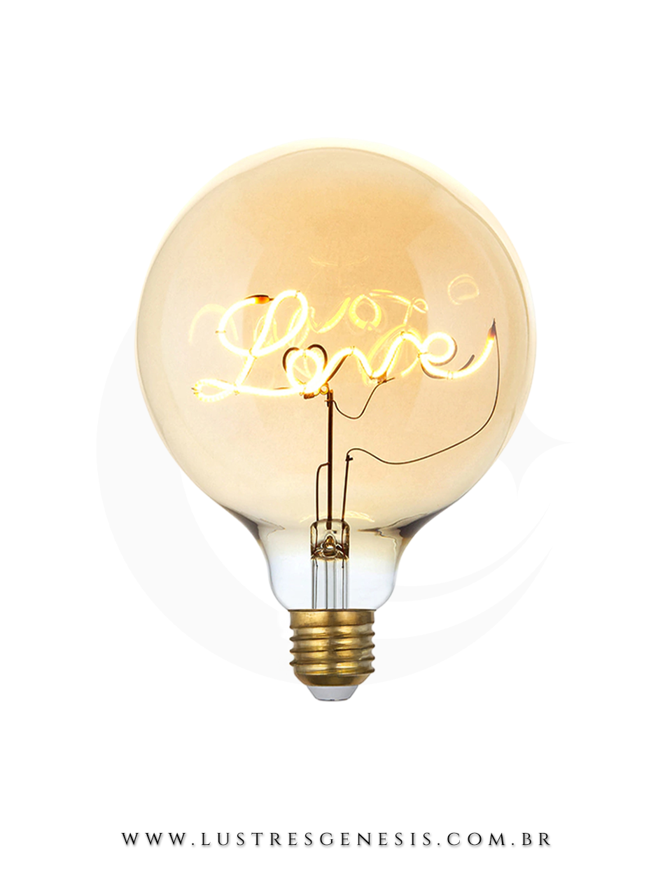 Lâmpada de filamento de LED com a palavra "LOVE" em destaque, ideal para abajur, modelo GMH LG125LOVE-4W.